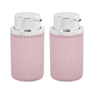 Luxe zeeppompje/dispenser Roma - 2x - roze/zilver - kunststof - 8 x 15 cm - 420 ml