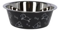 Voederbak rvs zwart met motief 2800ml