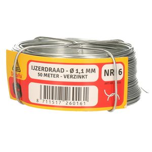 IJzerdraad - 1x rol - 1,1 mm x 50 m - verzinkt staal - binddraad   -