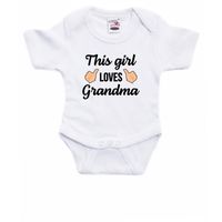 This girl loves grandma cadeau baby rompertje wit meisjes - thumbnail