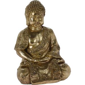 Boeddha beeld Gold - binnen/buiten - kunststeen - antiek goud - 29 x 25 x 42 cm   -