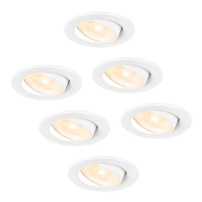 HOFTRONIC™ 6x Malta - LED inbouwspots badkamer - wit - IP44 - 5W - 2700K warm wit - dimbaar - 5 jaar garantie