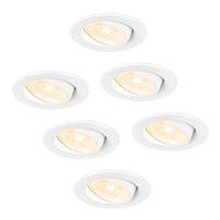 6x Malta - LED inbouwspots badkamer - wit - IP44 - 5W - 2700K warm wit - dimbaar - 5 jaar garantie