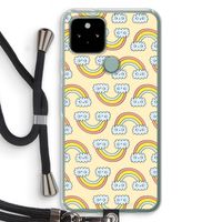 Regenboog: Pixel 5 Transparant Hoesje met koord