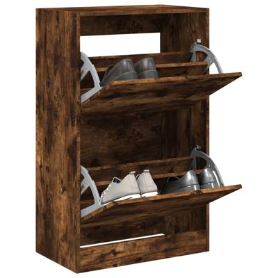 VidaXL Schoenenkast 60x34x96,5 cm bewerkt hout gerookt eikenkleurig