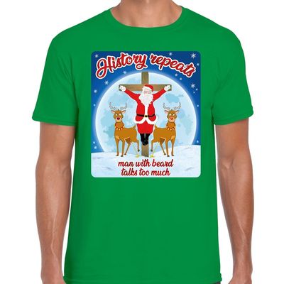 Fout kerst t-shirt history repeats groen voor heren Fout kerst t-shirt history repeats groen voor heren