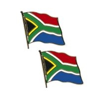 Set van 2x stuks supporters Pin speldje broche Vlag Zuid Afrika - thumbnail