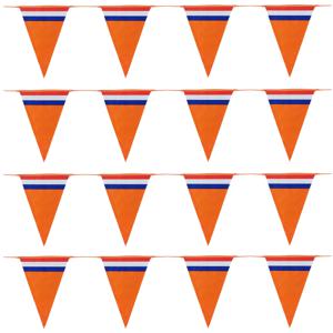 Bellatio Decorations Slinger oranje - 4 stuks - Holland vlaggenlijn - 10 meter   -