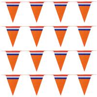 Bellatio Decorations Slinger oranje - 4 stuks - Holland vlaggenlijn - 10 meter   -