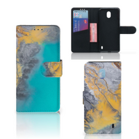 Nokia 1 Plus Bookcase Marble Blue Gold