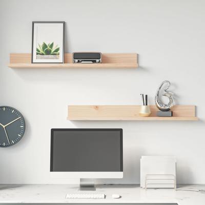 Wandkasten 2 st 80x11x9 cm massief grenenhout