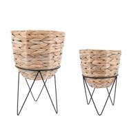 Bloempot met standaard Vinthera Moa Beige Metaal Waterhyacint 20 x 30 cm 25 x 40 cm 2 Onderdelen