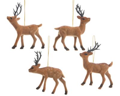 Rendier flock hangdeco bruin 13cm