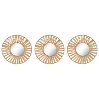 Set spiegels Home ESPRIT Natuurlijk Scandi 20 x 2 x 20 cm (3 Onderdelen)