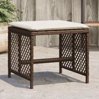 Tuinkrukken 4 st met kussens 41x41x36 cm poly rattan bruin - thumbnail