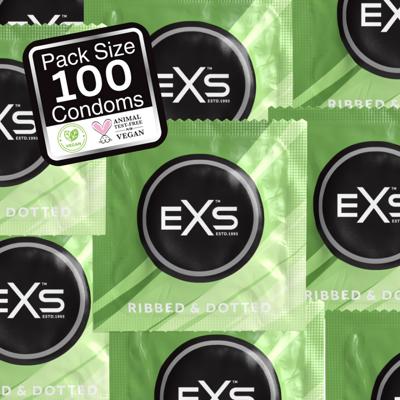 EXS EXS 3 in 1 - Geribbeld, Gevuld en Uitgebreid - Condoms - 100 Stuks