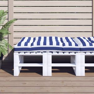 Palletkussen gestreept 120x80x12 cm stof blauw en wit