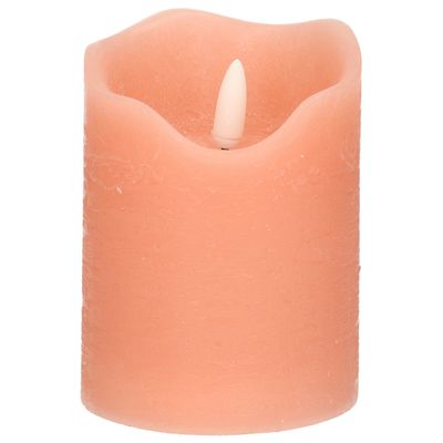 LED kaars/stompkaars - roze - D7,5 x H10 cm - timer - 3D vlam LED kaars/stompkaars - roze - D7,5 x H10 cm - timer - 3D vlam