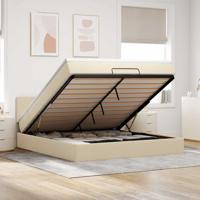 Ottoman bed met matras 160x200cm stof crèmekleurig