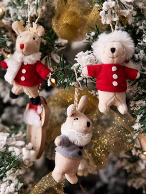 Set van 3 hangfiguren van de kerstman rood