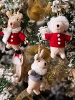 Set van 3 hangfiguren van de kerstman rood