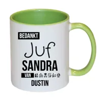 Bedankt Juf mok met naam (groen)