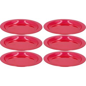 6x Rode plastic borden/bordjes 20 cm