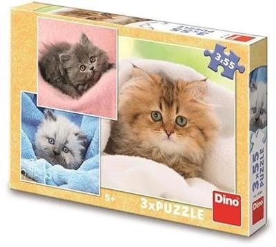 DinoToys Dino puzzel - schattige kittens - 3 x 55 stukjes