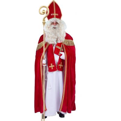 Sinterklaas verkleed kostuum - compleet met baard/snor en staf - one size - volwassenen