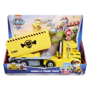 PAW Patrol Big Truck Pups - Rubble 2 in 1 transformerende X-Treme Truck met graafmachine hijskraan licht en geluid actiefiguren