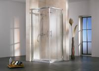 HSK Favorit hoekinstap rechthoek schuif vierdelig 100x100x185cm helder glas alu zilver mat