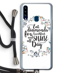 Diamonds: Samsung Galaxy A20s Transparant Hoesje met koord