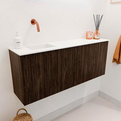 Toiletmeubel Mondiaz Joya | 100 cm | Meubelkleur Walnut | Faye wastafel Talc Links | Zonder kraangat(en) Toiletmeubel Mondiaz Joya | 100 cm | Meubelkleur Walnut | Faye wastafel Talc Links | Zonder kraangat(en)