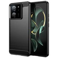 Xiaomi 13T/13T Pro Geborsteld TPU Hoesje - Koolstofvezel - Zwart