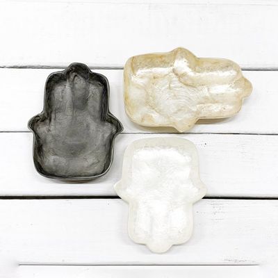 Schaaltje Capiz Schelp Hamsa Hand Goudkleurig - 14 cm