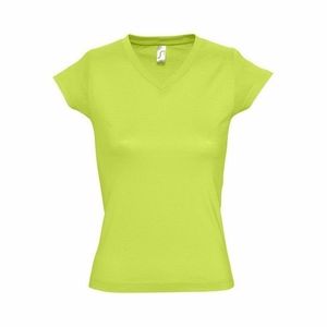 Dames t-shirt  V-hals lime 100% katoen slimfit 42 (XL)  -