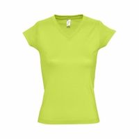 Dames t-shirt V-hals lime 100% katoen slimfit - thumbnail