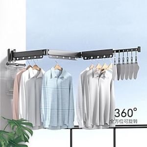 handdoekstang badkamerplank droogrek verstelbare lengte opvouwbaar intrekbare kabel eigentijds modern aluminium 1 st - badkamer aan de muur gemonteerd Lightinthebox