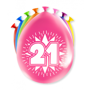 Party Ballonnen Hoera 21 jaar (8st)
