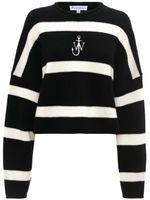 JW Anderson logo-embroidered striped jumper - Noir - thumbnail