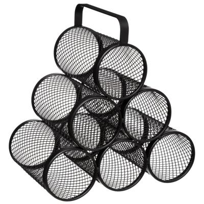5Five wijnflessen rek/wijnrek industrieel - zwart - voor 6 flessen - 28 x 18,5 x 25 cm