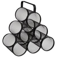 5Five wijnflessen rek/wijnrek industrieel - zwart - voor 6 flessen - 28 x 18,5 x 25 cm