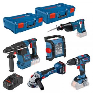 Bosch Blauw Toolkit 5 | combiset | 18V | Li-Ion | (1x 4.0Ah + 2x 8.0Ah accu) | XL-Boxx - 0615990M2X