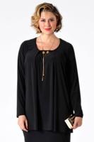 Yoek Shirt met ketting | Zwart | Maat Plus