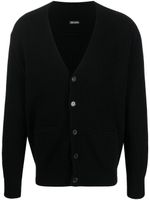 Zegna cardigan nervuré en maille épaisse - Noir