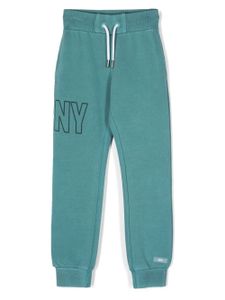 Dkny Kids pantalon de jogging en coton à logo imprimé - Bleu