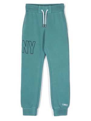 Dkny Kids pantalon de jogging en coton à logo imprimé - Bleu