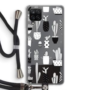 Cactusmotief: Samsung Galaxy A12 Transparant Hoesje met koord