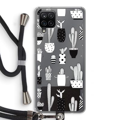 Cactusmotief: Samsung Galaxy A12 Transparant Hoesje met koord