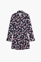 Korte bloemen overhemdjurk - BLACK - XS